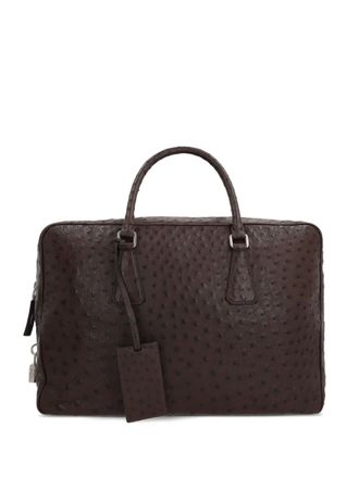 Prada Borsa tote in pelle di struzzo - Marrone
