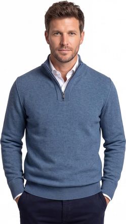 State of Art half zip trui blauw gem&ecirc;leerd