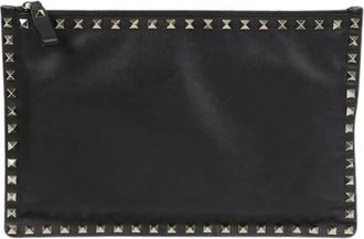 Valentino Pre-owned Clutches, female, Black, Size: ONE SIZE Pre-owned Leather Clutch
