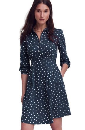 Boden Orla Jersey Shirtdress in French Navy Spaced Painted Dot at Nordstrom, Size 14