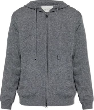 Lisa Yang Emerson Cardigan - Heren - Cashmere truien - Grijs - 2XL - Leer - Truien & Vesten