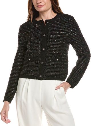 Milly Sequin Textured Wool-Blend Cardigan