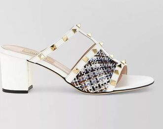 Valentino Garavani rockstud raffia mules