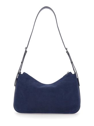 Michael Michael Kors Womens Shoulder Bag Nolita Medium Blue Suede Cow Leather
