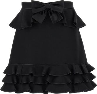 Valentino Crepe Couture Solid Skirt - female - Valentino - Short Skirts - Black - M - Skirts