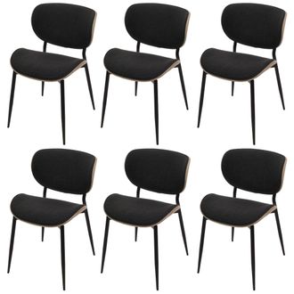 Hhg Hhg - Nunca Usado] Juego De 6 Sillas De Comedor 236, Tejido De Madera Curvada (370 G/m&sup2;) Certificado Oeko-tex Mvg, Natural, Gris Oscuro