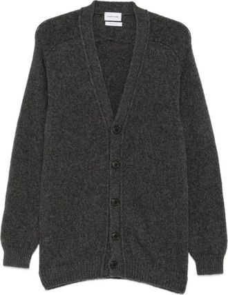 Scaglione Geribde V-hals Cardigan - Heren - Vesten - Grijs - XL - Truien & Vesten