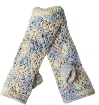 Nirvanna Designs Multi Color Flower Crochet Handwarmers in Heavens Blue at Nordstrom