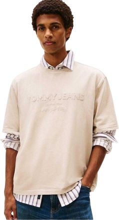 Tommy Jeans Heren 90s geborduurd Crew Neck T-shirt (Zand)