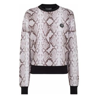 Plein Sport Cropped Sweatshirt - Dames - Sportshirts - Grijs - XS - Katoen - Fitness