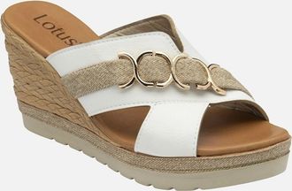 Lotus Womens Toscana Womens Wedge Sandals - White - Size: 5