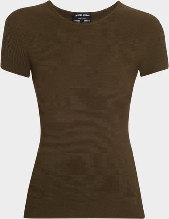 Giorgio Armani Ottoman Knit Fitted Short-Sleeve T-Shirt