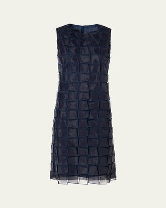 Akris Organza Trapezoid Embroidered Sheath Dress