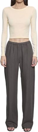 Enza Costa Supima Baby Rib Long Sleeve Cropped Top In Flan