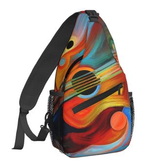 Generic Vintage Violin Crossbody Bag Adjustable Shoulder Bag Trendy Backpack For Casual Workout Men