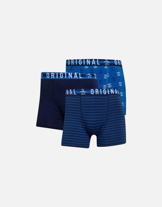 Original Penguin Mens Original Penguin Mens Trunks Assorted 3 Pack Boxer Stretch Soft Cotton Underwear - Navy - Size: 35/34/32