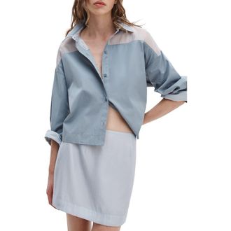 Rag & Bone Elly Crop Button-Up Shirt in Grey at Nordstrom, Size Xx-Small