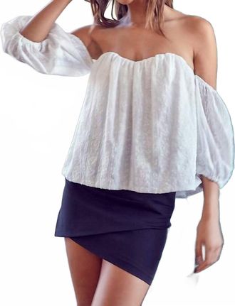 DO+BE Collection Eva Poplin Off The Shoulder Billowed Crop Blouse In White