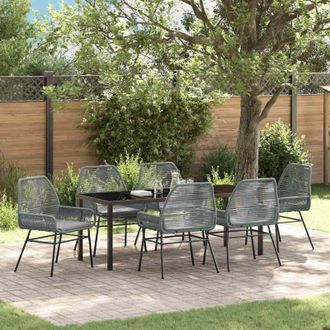 vidaXL Conjunto De Comedor De Jard&iacute;n 7 Pcs Gris Rat&aacute;n Sint&eacute;tico Vidaxl