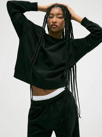 Twik Womens Oversized fleece crew-neck sweatshirt