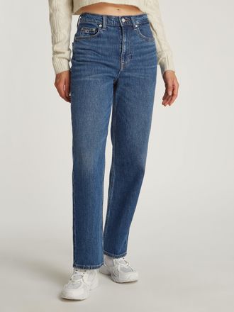 Tommy Jeans Straight-Jeans TOMMY JEANS LAYLA HR SLIM STR, Damen, Gr. 28, L&auml;nge 30, blau (denim schwarz2), Denim/Jeans, Obermaterial: 99% Baumwolle, 1% Elasthan, u