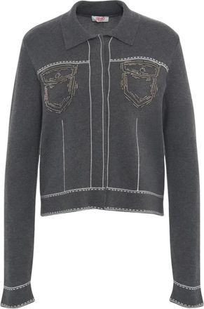 Liu Jo ECS Giacca Maglia - Dames - Vesten - Grijs - S - Truien & Vesten