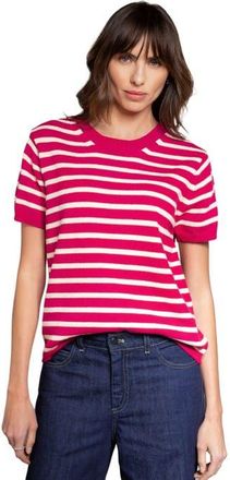 Celtic & Co. Striped Knitted Crew Neck Tee in Raspberry at Nordstrom, Size X-Small