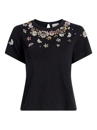 Cinq &agrave; Sept T-shirt verfraaid met bloemen - Zwart