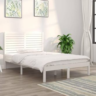 Berkfield Home Bed Frame White Solid Wood 135x190 cm Double