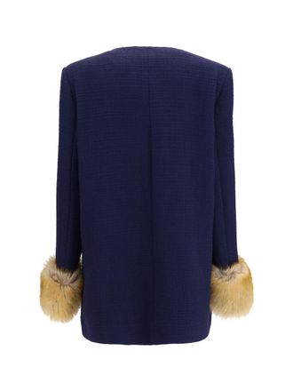 Valentino Womens Wool Tweed Caban Coat Sad Navy Knitwear Sweater