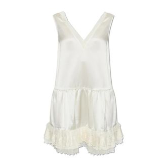 Ganni Vestido de Sat&eacute;n con Inserciones de Encaje - Dresses - Mujer - Beige - XS