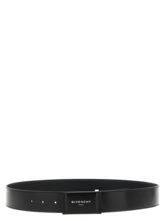 Givenchy Black Antigona Logo Buckle Solid Belt
