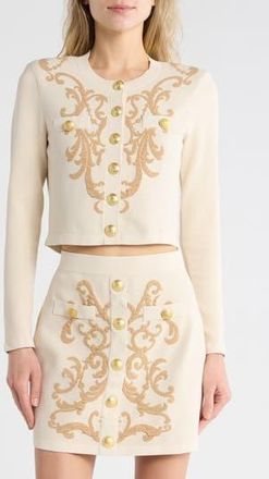 L'agence Kota Jacquard Cardigan in Bone/Cappuccino at Nordstrom Rack, Size Xx-Small