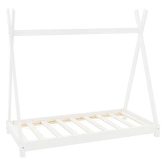ML Design Cama infantil tipi 70x140 cm color blanco con antica&iacute;da y somier