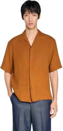 Sandro Linen shirt in Whisky at Nordstrom, Size Xx-Large