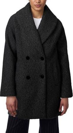 Bernardo Shawl Collar Double Breasted Faux Shearling Coat in Black at Nordstrom Rack, Size X-Large