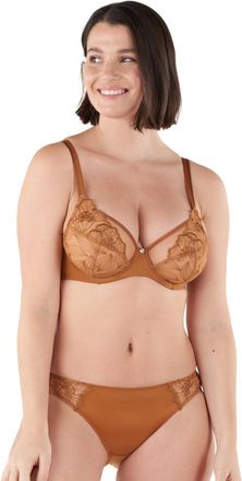 Maison Lejaby Womens Flora Full Cup Bra - Sienne - Brown Polyamide - Size 34D