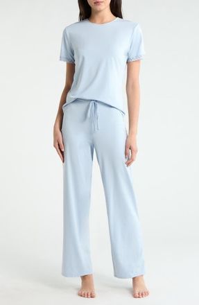 Natori True Bliss Jersey Pajamas in Blue Mist at Nordstrom, Size X-Large