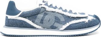 Dolce & Gabbana Blauwe Sneakers met Front Lace-Up - Dames - Sneakers - Blauw - 38 1/2 EU - Schoenen