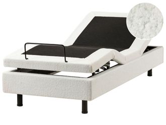 Beliani Letto Boucl&egrave; Bianco Sporco Elettrico Regolabile 80 X 200 Cm Duke