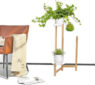 OEM Soporte Para Plantas De Bamb&uacute;, Dise&ntilde;o De 3 Niveles, Uso Multifuncional, Color Dorado