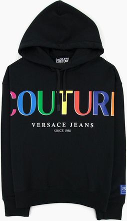 Versace Mens Versace Jeans Couture Rainbow Logo Hoody Black - Size: 36