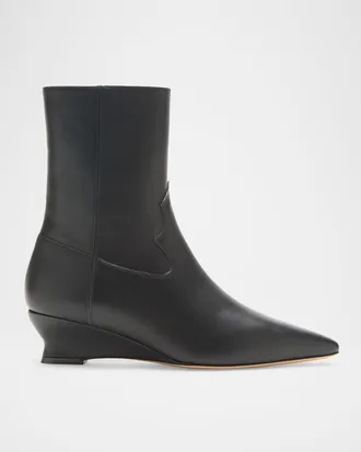 Le Monde Beryl 40mm Camille Leather Wedge Ankle Boots