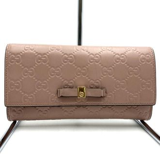Gucci Pink Leather Long Wallet (Bi-Fold) (Pre-Owned)