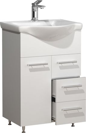 ebuy24 Ebuy24 - Vcm 2 Piezas Lavabo Lavabo Gabinete Inferior 55 Cm Juego De Muebles De Ba&ntilde;o Con Lavabo Cajones Pr&aacute;cticos Lisalo L (blanco)