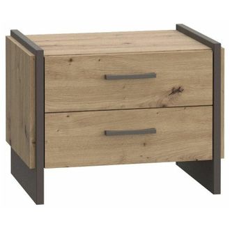 Home Heavenly Home Heavenly - Mesita De Noche Frank De 2 Cajones. 57x54x41 Cm. Mesilla Estilo Industrial De Madera. Color: Roble Artisan-antracita