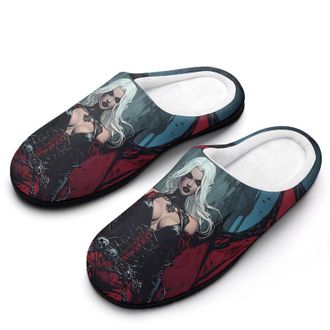 Generic Gothic Queen Skull of Death Mens House Slippers Memory Foam Washable Cotton Slip on Home Shoes