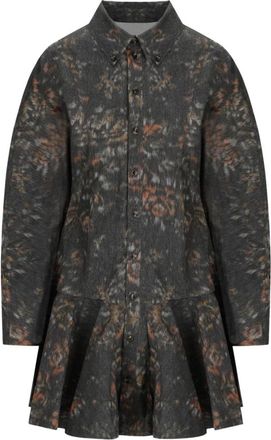 Ganni Phantom Floral Dress - Dames - Shirt Kleedjes - Groen - M - Katoen - Kleedjes