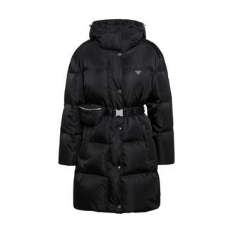 Prada Jassen, Dames, Zwart, S, Nylon, Piumino Lange Donsjas