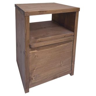NATYAL Mesita de noche de madera maciza con caj&oacute;n y balda tono oscuro 40cm